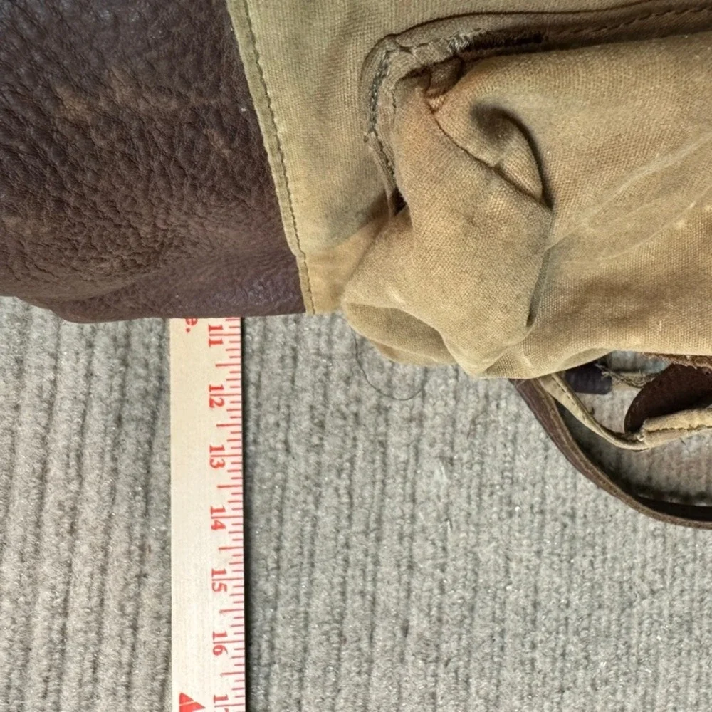 LL Bean Waxed Canvas Leather Rucksack Backpack Brown Tan Outdoor Travel Bag
